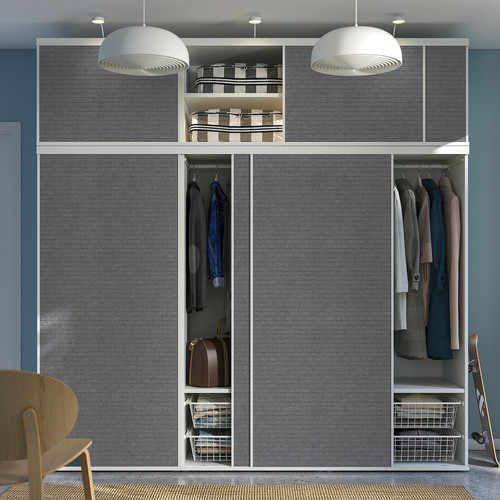 PLATSA Wardrobe with 6 sliding doors, white Larkollen/dark grey, 180x57x221 cm