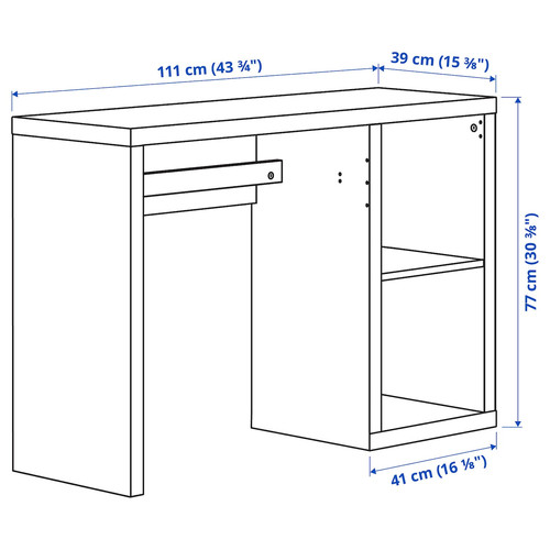 KALLAX Desk, white stained/oak effect, 111x39 cm