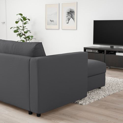 VIMLE 4-seat sofa with chaise longue, Hallarp grey