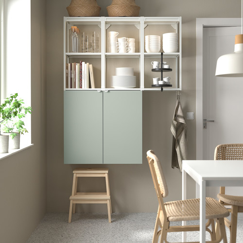 ENHET Storage combination, white/pale grey-green, 120x32x150 cm