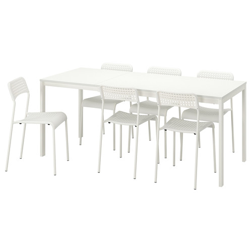 VANGSTA / ADDE Table and 6 chairs, white/white, 120/180 cm