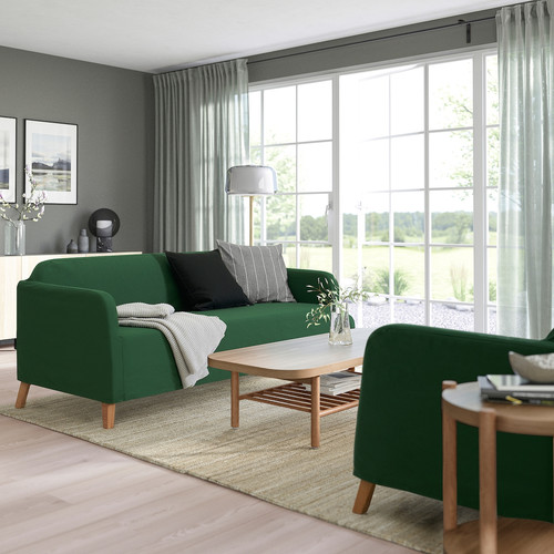 LINANÄS Sofa protector for 3-seat sofa, Vissle dark green