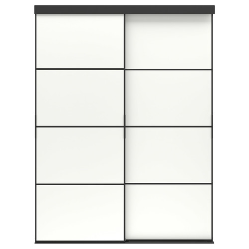 SKYTTA / MEHAMN Sliding door combination, black/double sided white, 152x205 cm