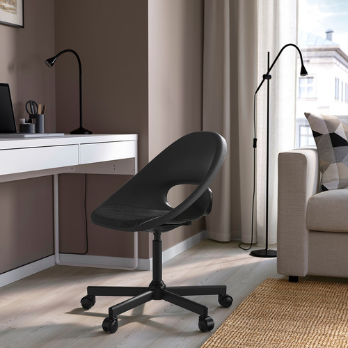 ELDBERGET / MALSKÄR Swivel chair with pad, black, dark grey