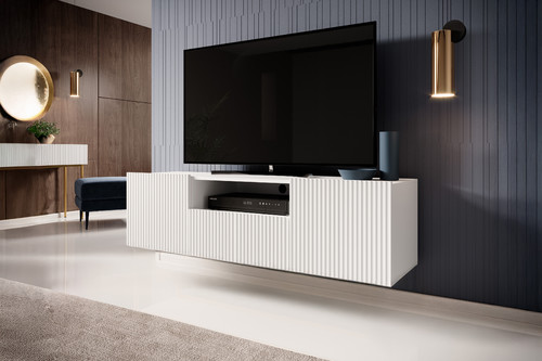 Wall-Mounted TV Cabinet Nicole 150 cm, white/matt white