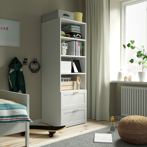 SMÅSTAD / PLATSA Bookcase, white with frame/with 2 drawers, 60x57x181 cm