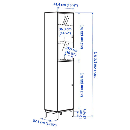 BOASTAD TV storage combination, black/oak veneer, 163x42x185 cm