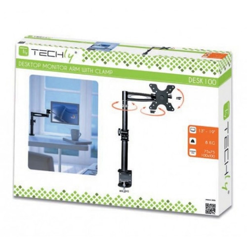 Techly 13"-27" Desk Stand for Monitor Middle Arm Tilt