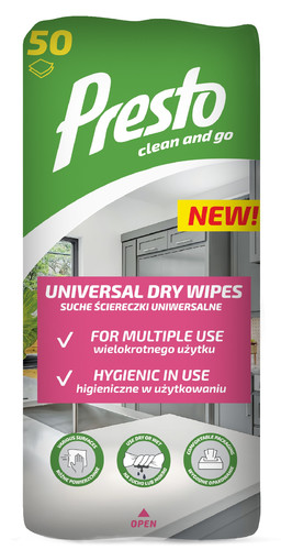 Presto Universal Dry Cleaning Wipes Flow 50pcs