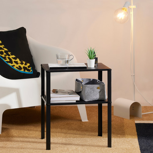 KNARREVIK Bedside table, black, 42x34 cm