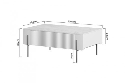 Coffee Table with Drawers Malmi 100 cm, cashmere, crema bianca, black legs