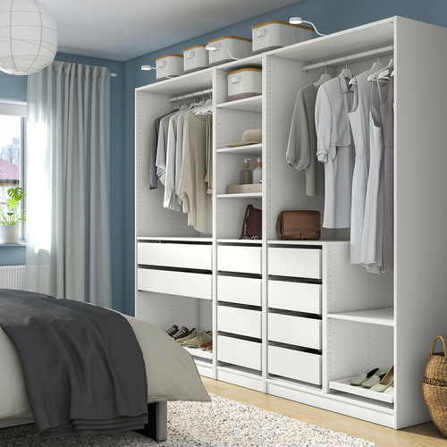 PAX Wardrobe combination, white, 250x58x201 cm