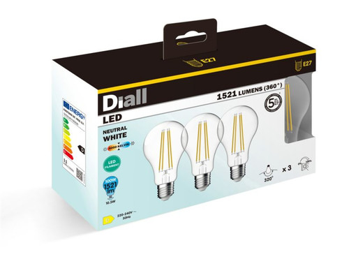 Diall LED Bulb A70 E27 1521 lm 4000 K DIM 3-pack