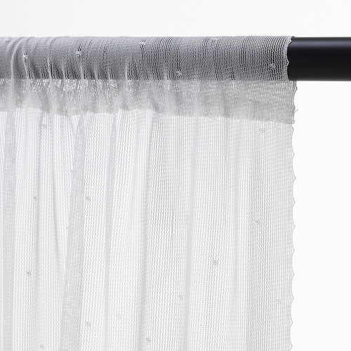 HILDRUN Sheer curtains, 1 pair, white, dotted, 145x300 cm