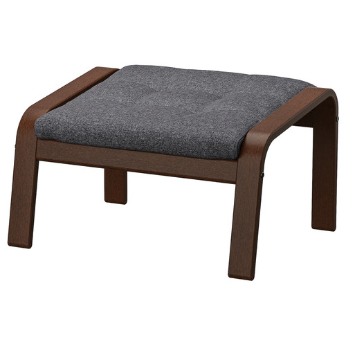 POÄNG Footstool, brown/Gunnared dark grey