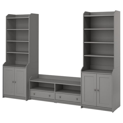 HAUGA TV/storage combination, grey, 277x46x199 cm