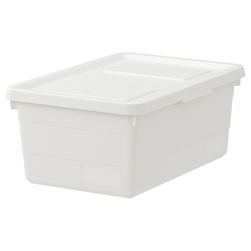 SOCKERBIT Box with lid, white, 38x25x15 cm