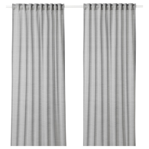 HILJA Curtains, 1 pair, grey, 145x300 cm