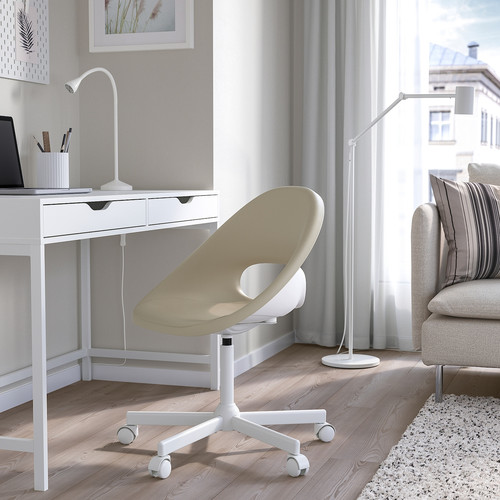 ELDBERGET / MALSKÄR Swivel chair, beige/white