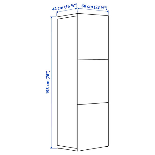 BESTÅ Shelf unit with doors, white stained oak effect/Lappviken white stained oak effect, 60x42x193 cm