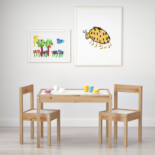 LÄTT Children's table with 2 chairs, white, pine