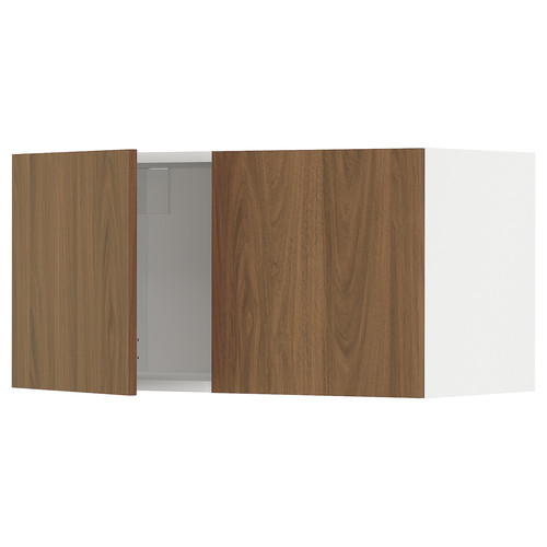 METOD Wall cabinet with 2 doors, white/Tistorp brown walnut effect, 80x40 cm