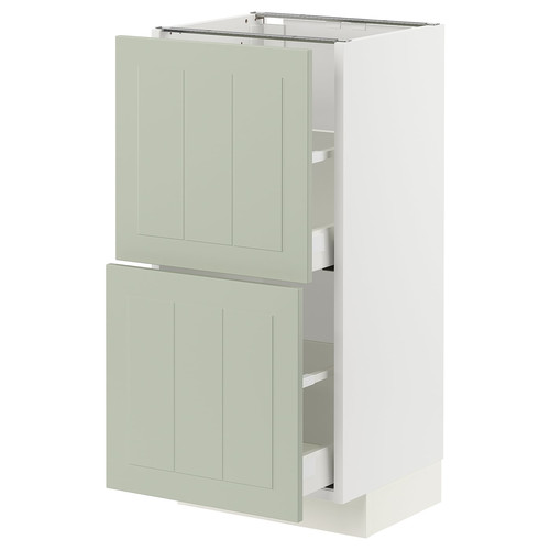 METOD / MAXIMERA Base cabinet with 2 drawers, white/Stensund light green, 40x37 cm