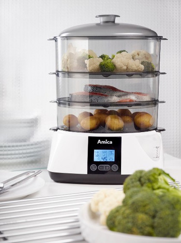 Amica Food Steam Cooker PT3011, black-white