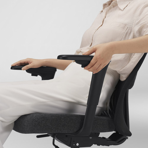 JÄRVFJÄLLET Office chair with armrests, Gunnared dark grey