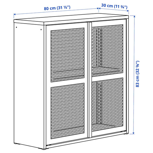 IVAR Cabinet with doors, black mesh, 80x83 cm