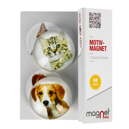 Glass Motiv Magnet 3.5cm 2pcs Cat/Dog