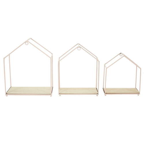 Wall Shelf House 3pcs, pink