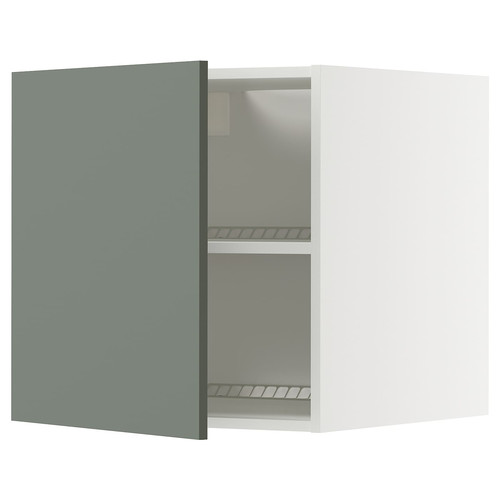 METOD Top cabinet for fridge/freezer, white/Nickebo matt grey-green, 60x60 cm