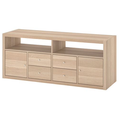 KALLAX TV storage combination, white stained oak effect, 147x39x60 cm