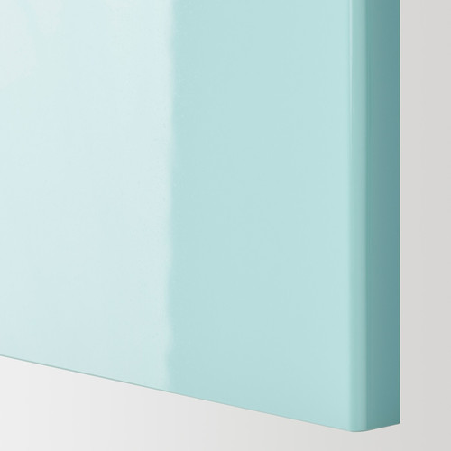 METOD Corner wall cabinet with carousel, white Järsta, high-gloss light turquoise, 68x100 cm