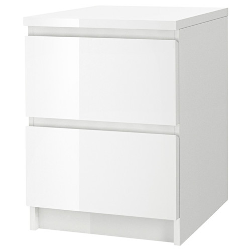 MALM Chest of 2 drawers, white/high-gloss, 40x55 cm