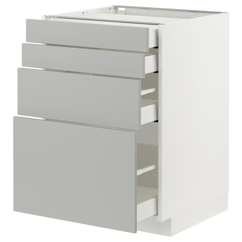 METOD / MAXIMERA Base cab 4 frnts/4 drawers, white/Havstorp light grey, 60x60 cm