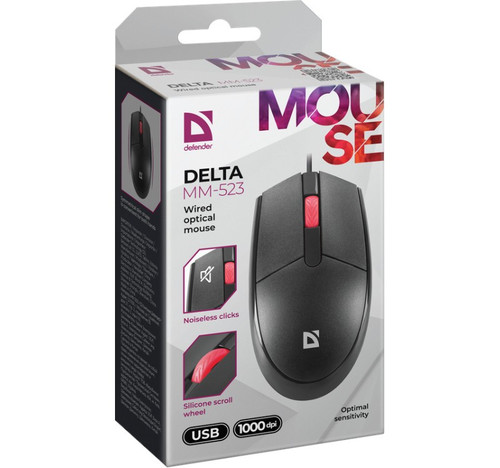 Defender Optical Wired Mouse Delta, black