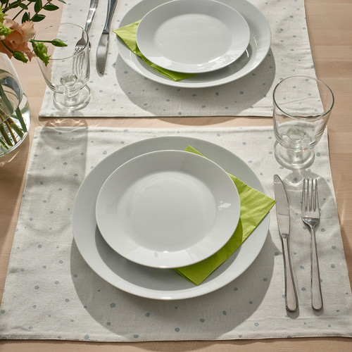 NISSÖGA Place mat, white/light blue, 45x35 cm