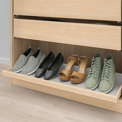 KOMPLEMENT Pull-out tray with shoe insert, white stained oak effect/light grey, 100x35 cm