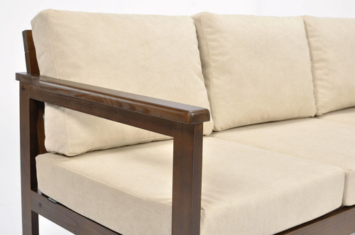 Outdoor Wooden 3-seat Sofa BELLA, brown/beige