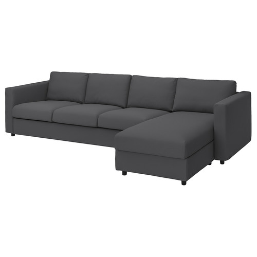 VIMLE Cover 4-seat sofa w chaise longue, Hallarp grey