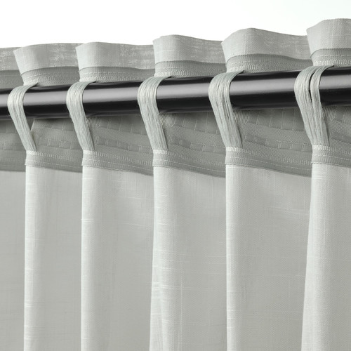 SILVERLÖNN Sheer curtains, 1 pair, light grey, 145x300 cm