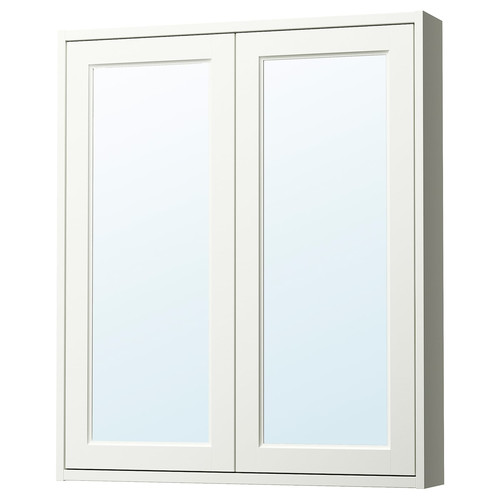 TÄNNFORSEN Mirror cabinet with doors, white, 80x15x95 cm