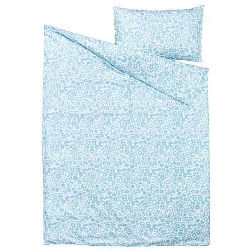 CYMBALBLOMMA Duvet cover and pillowcase, white/blue, 150x200/50x60 cm