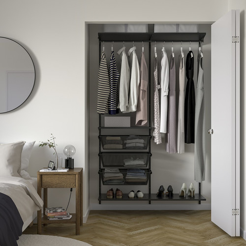 BOAXEL Wardrobe combination, anthracite, 125x40x201 cm