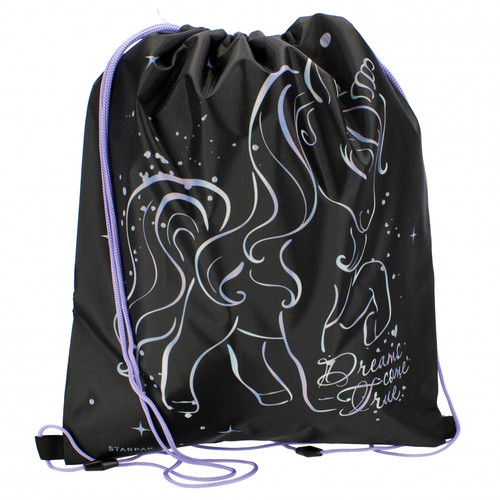 Drawstring Bag School Shoes/Clothes Bag Unicorn black