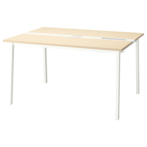 MITTZON Conference table, birch veneer/white, 140x108x75 cm