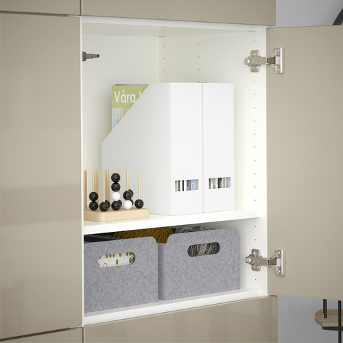 BESTÅ Storage combination with doors, white, Selsviken high-gloss beige, 120x40x192 cm