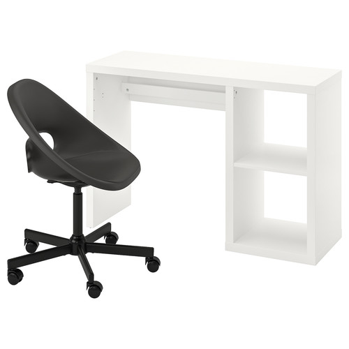 KALLAX / ELDBERGET Desk and chair, white/dark grey black